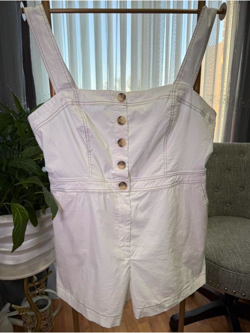 Nicole Miller White Button Detail Romper